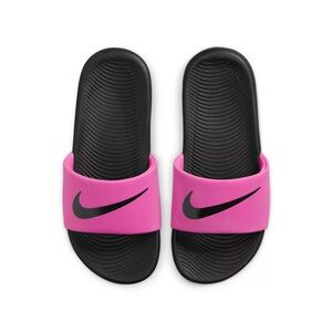 Nike Black and Pink Slide Sandals